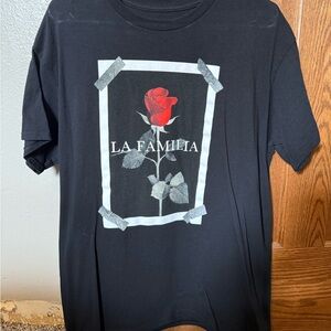 Black T-Shirt with Red Rose